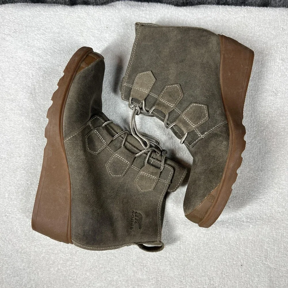 Sorel Boots Womens Size 10 Brown Suede Wedge Ankle Lace Up Booties NL2115-245